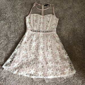 Embellished Lace Blush/cream dress